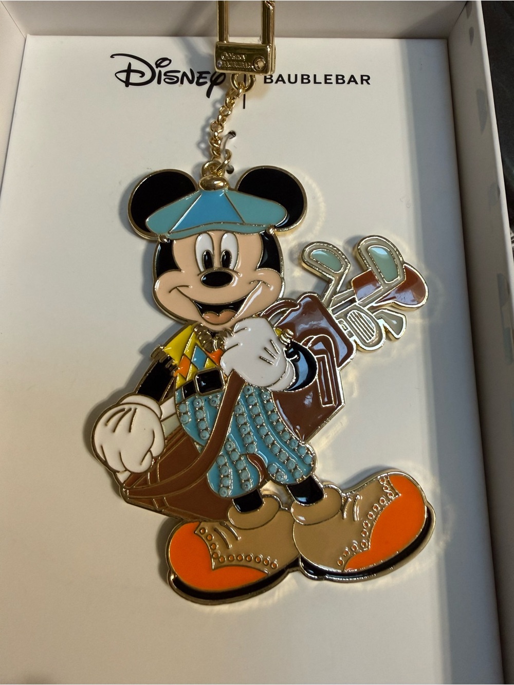 BaubleBar 🧡Disney Golf Mickey Mouse⛳️Golfer Bag Charm Keychain🩵Blue,Orange,Brown